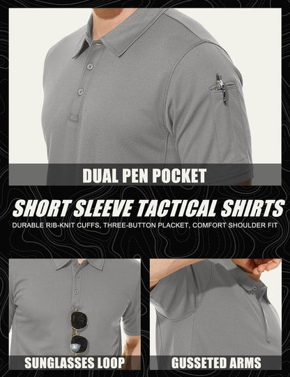 MAGCOMSEN Work Shirts for Men Golf Shirts Fishing Shirts Casual Shirts Quick Dry Shirts Golf Polo Shirts Light Grey M