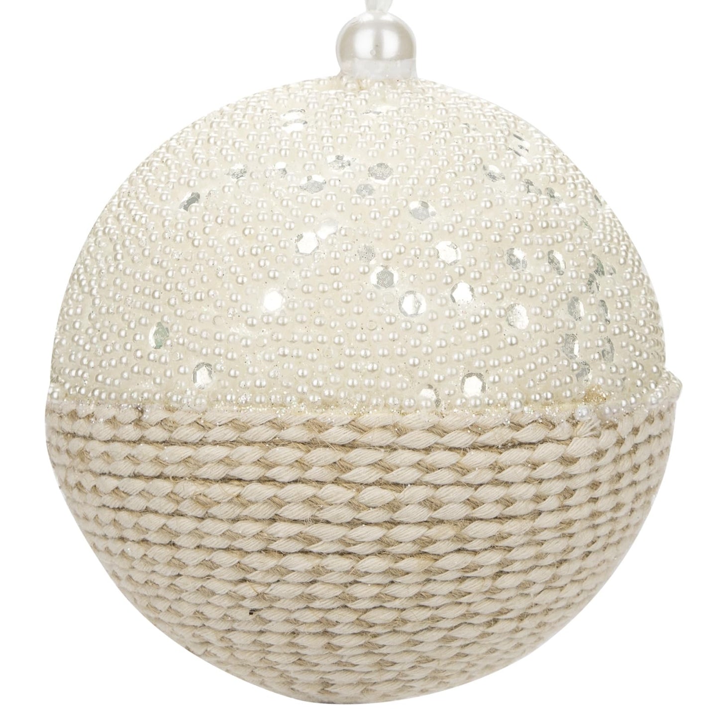 Briful 4.72'' Christmas Ball Ornaments Xmas Trees Decorations, 4PCS Small White Pearl and Textured Weaving Extra-Large Christmas Hanging Balls for Xmas Garland Wreath Mantle Decor