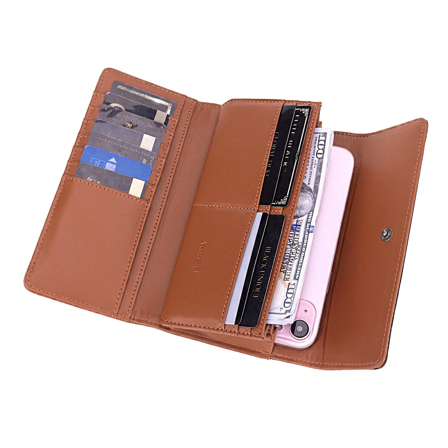 Montana West X Wrangler Tooling Women's Wallets Brown Western Wallet for Women Wallets, Card Cases & Money Organizers Phone Wallet Women Wristlet with Coin Purse WG196-W056BR