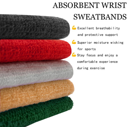 6 Pieces Multi-Sizes Sweatbands Sports Wristband for Men Women Moisture Wicking Tennis Wrist Bands Athletic Cotton Terry Cloth Sweatband for Pickleball,Basketball,Running,Gym,Working Out -Blue