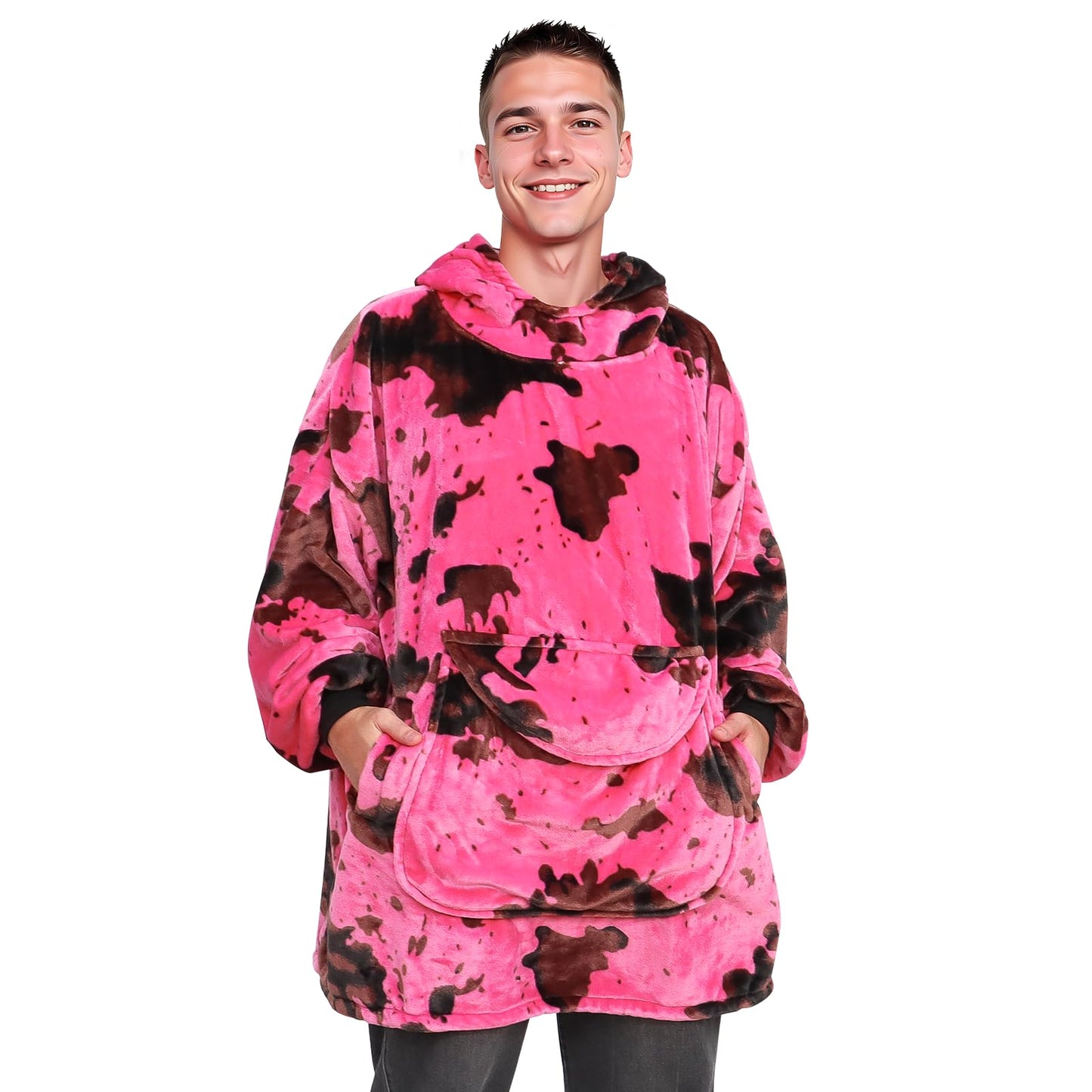 KIVEE Wearable Blanket Hoodie for Women, Oversized Fleece Sweatshirt Blanket with Hood Pocket, Gifts for Women Mom Girlfriend Christmas, Pink Wife Birthday Gifts Ideas