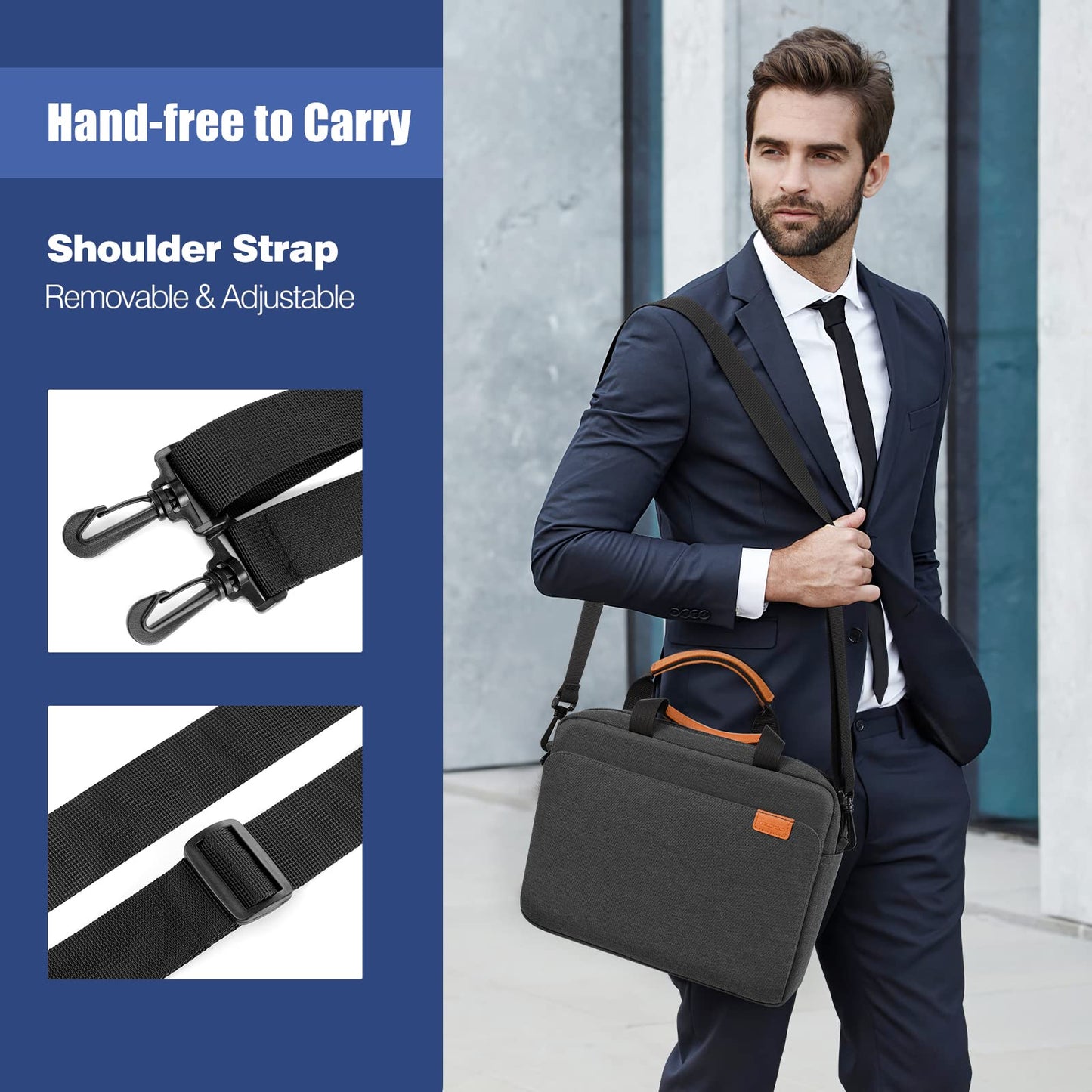 MoKo 13-14 Inch Laptop Sleeve Bag, Protective Handle Shoulder Bag Fits New 13-inch Mac Air M5/Mac Neo A18 Pro, 14-inch MacPro M5/M4/M3/M2/M1, 13-inch Mac Air M4/M3/M2/M1, Black & Gray