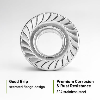 SVLING M6 Flange Nuts 110Pcs, Metric M6-1mm Serrated Flange Hex Nuts 304 Stainless Steel 18-8, Bright Plain Finish