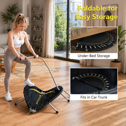 SkyBound Mini Trampoline Fitness Trampoline Fitness Rebounder with Adjustable T-Bar Handle - Exercise Trampoline for Adult - Fitness Trampoline for Workout Trainer