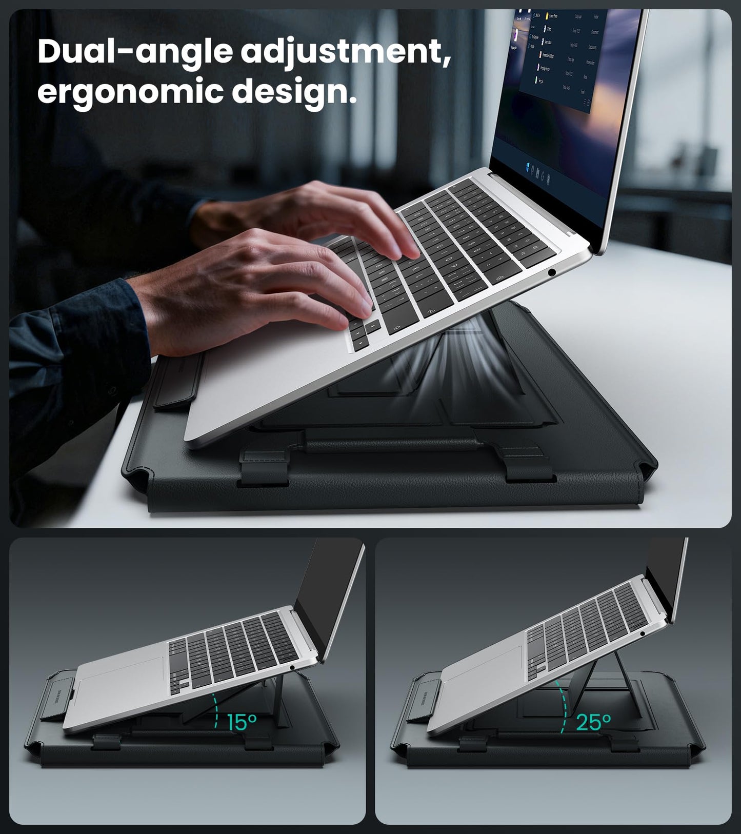 Nillkin 16 inch Laptop Sleeve with Handle (4-in-1), 2 Stand Modes, MacBook Sleeve with Adjustable Stand & Mouse Pad, Slim Laptop Case 16 inch for Samsung/Surface/HP/Chromebook/Dell 13-16'', Black