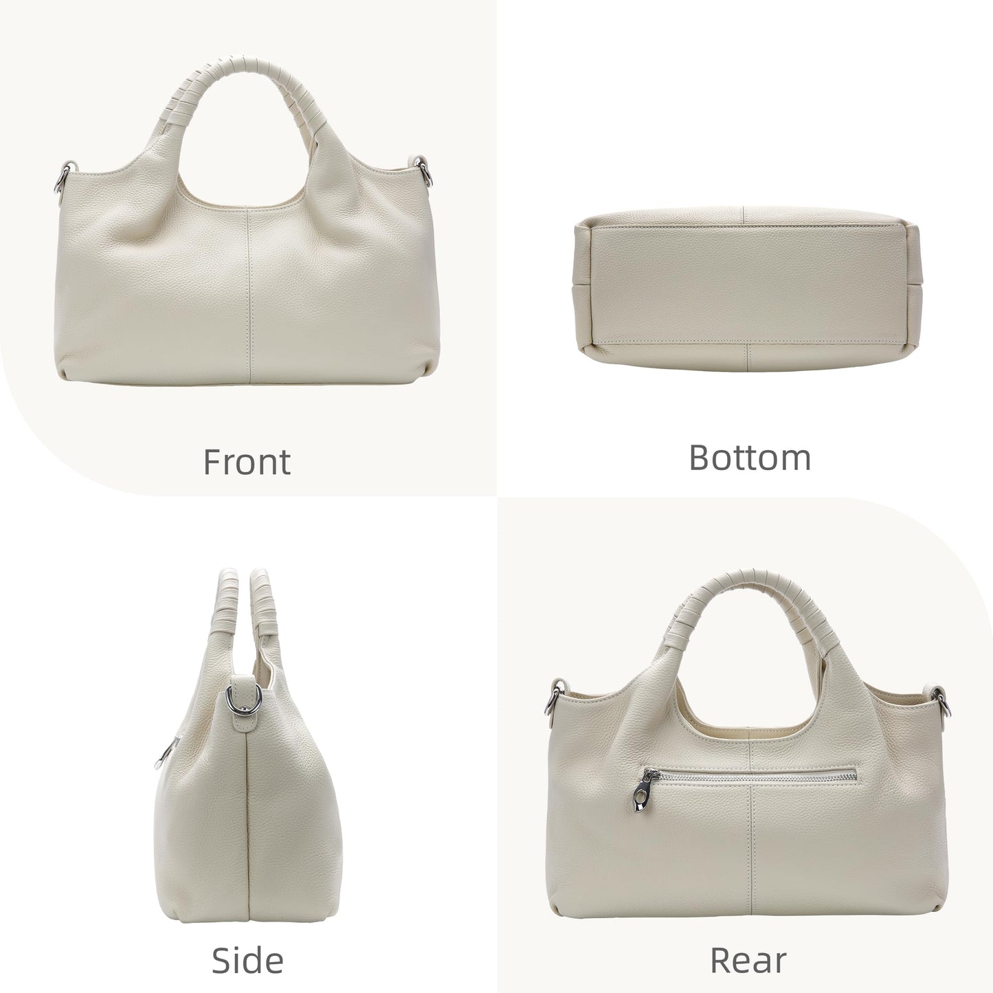 Iswee Genuine Leather Purse Cross Body Shoulder Bags for Women Purses and Handbags Satchel Designer Pocketbooks Hobo Medium Size Tote (Beige)
