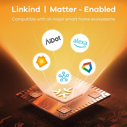 Linkind Matter Smart Light Bulb, ST19 (ST58) Smart Edison Bulbs, 2700K-6500K E26 LED Bulb 8W 60W, 800LM Edison Light Bulb, Work with Alexa, Google Home, Apple Home, SmartThings, 2.4GHz WiFi, 4-Pack