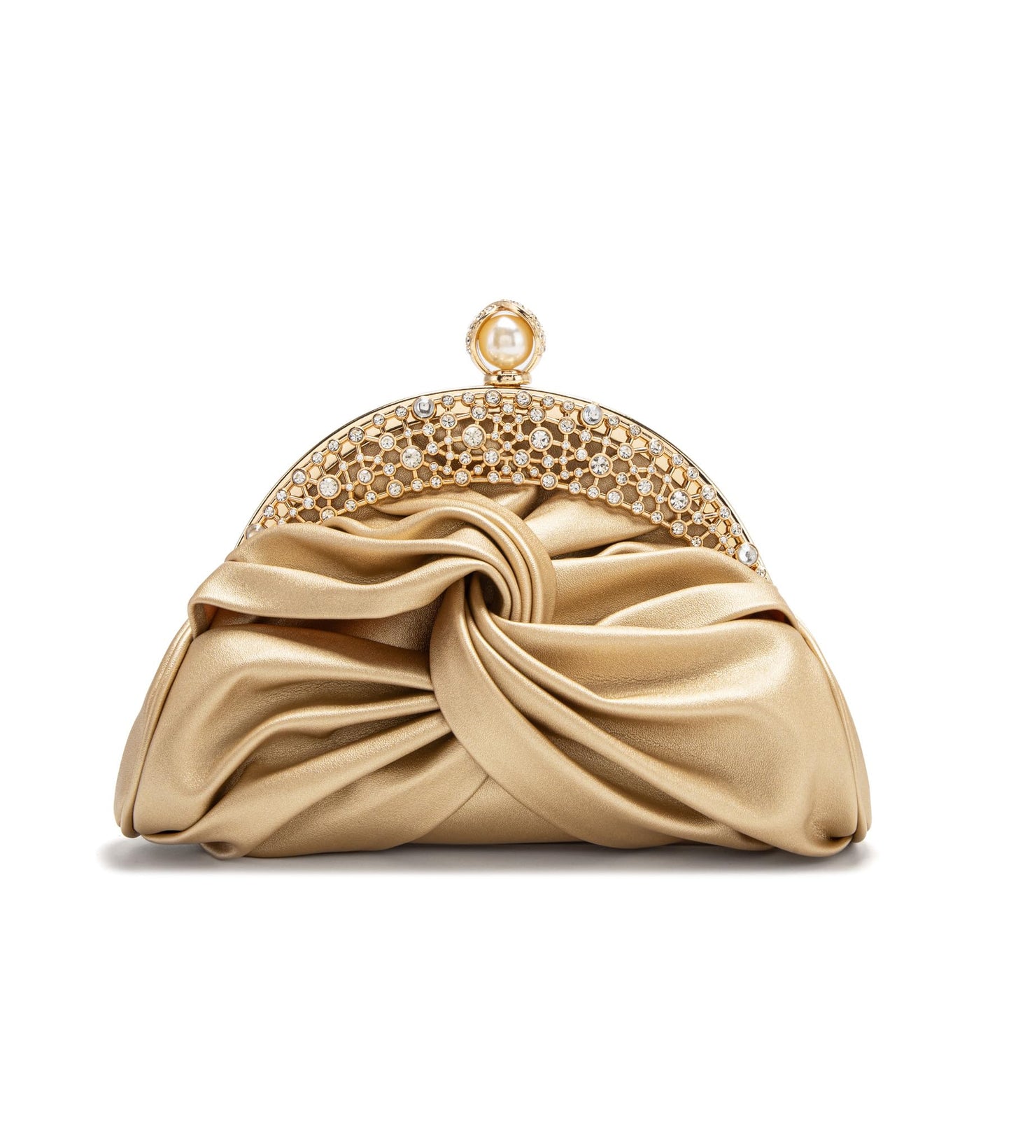 Sweetovo Rhinestone Evening Clutch Purse for Women, Sparkly Party Shoulder Handbag Wedding Bag with Chain (Gold)