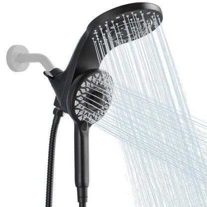 High Pressure Rain Shower Head with Handheld Spray Combo Fixed Showerhead Dual Shower Head Set 10 Sprays Detachable Hand Held Showerheads Built-in Magnetic System Matte Black