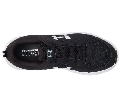 Under Armour Men's Charged Assert 10 Shoes, (001) Black/Black/White, 9 Wide
