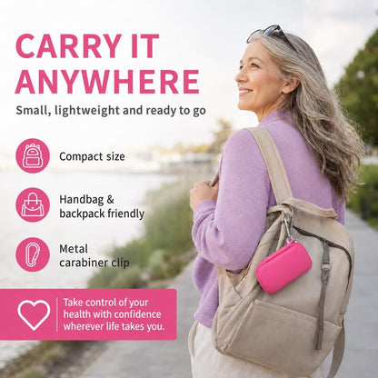 PAIYULE Heart Rate Monitor Case for KardiaMobile 6L / 6L Max 1L Personal EKG Monitor Storage Holder for Cardiac Mobile Portable Heart Rate Monitor Bag Organizer (Pill Box Included) Rose Red