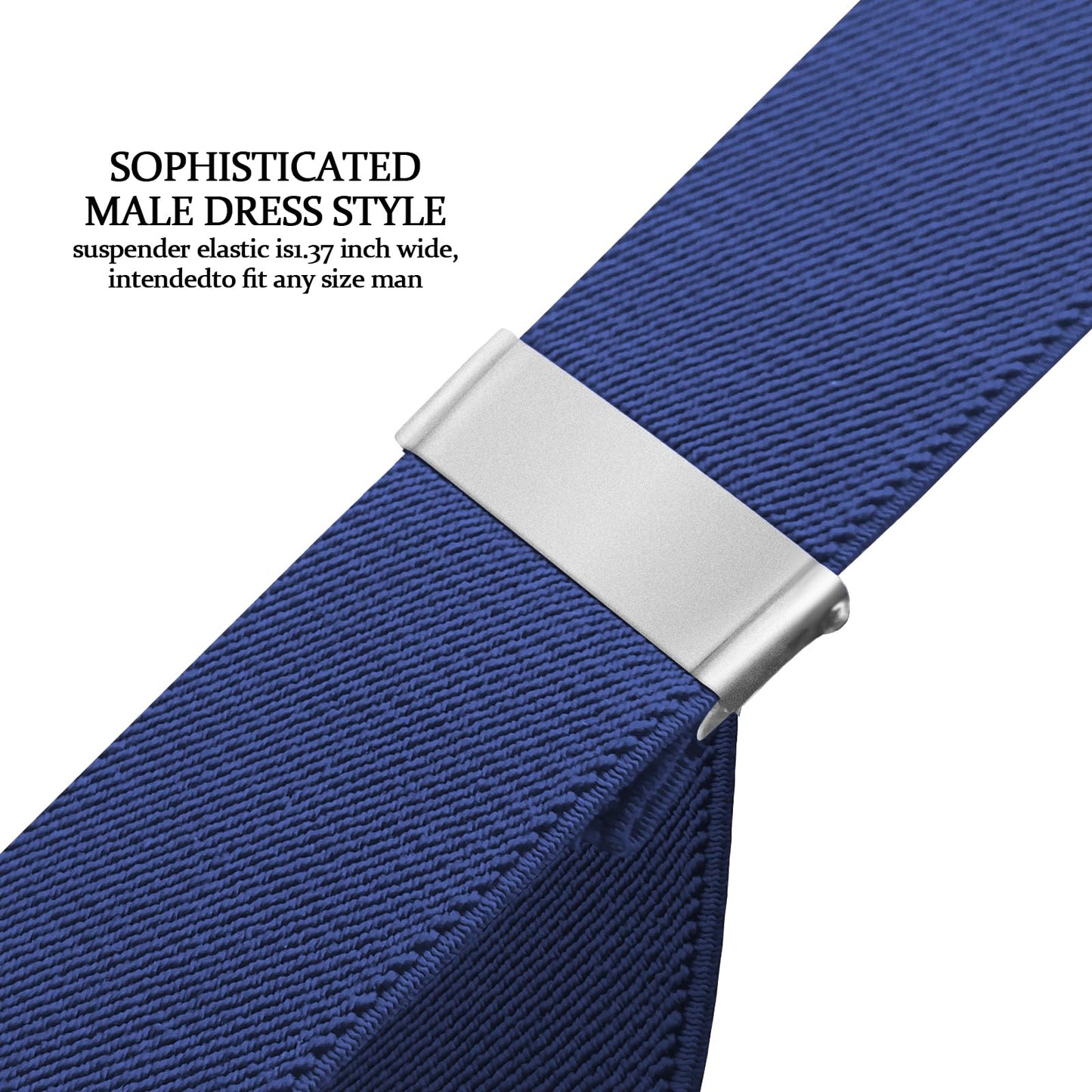 AYOSUSH Swivel Hook Suspenders for Men Big and Tall Heavy Duty Navy Hooks for Jeans Pants Business Dress