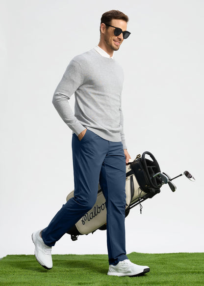 Pudolla Men's Golf Pants Mens Dress Slacks Pants Stretch Work Comfy Pants 34 Quick Dry Casual Trousers with Pockets(Navy 36Wx34L)