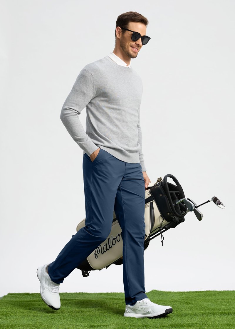 Pudolla Golf Pants for Men Stretch Dress Pants Mens Work Pants 34 Lightweight Quick Dry Casual Slacks Trousers with Pockets(Navy 32Wx34L)