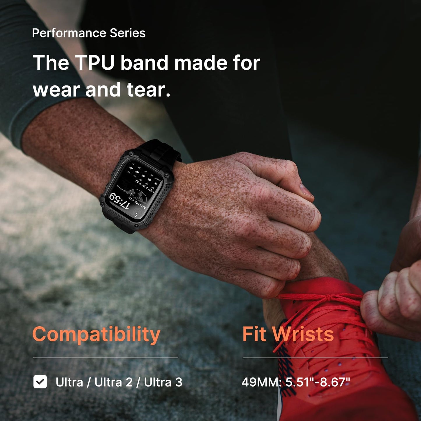 Fullmosa Compatible with Apple Watch Bands 49mm Ultra3/2/1, Rugged Apple Watch Strap Ultra with Military Grade Shockproof Bumper Case & Screen Protector for Men Women, Black
