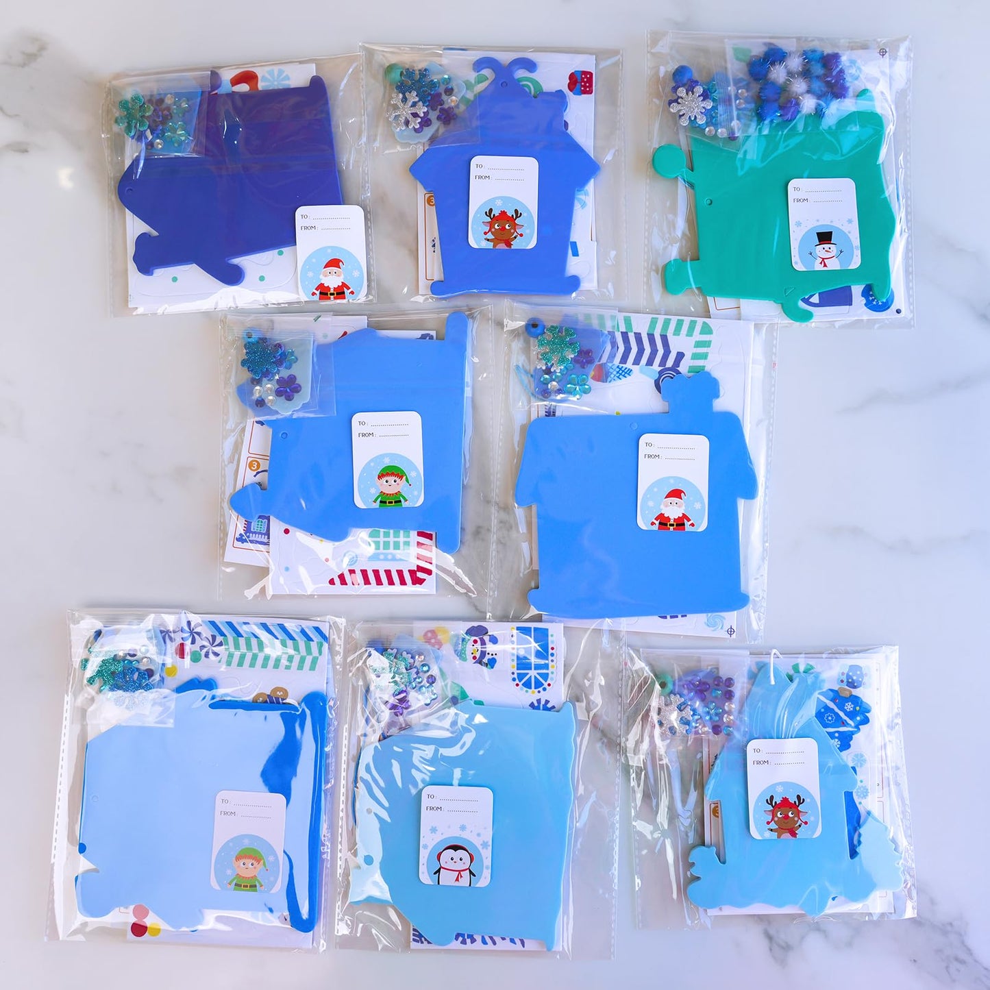 Winlyn 24 Sets Winter Decorations DIY 3D Gingerbread House Ornaments Christmas Crafts Kits Foam House with Snowflake Foam Stickers for Kids Holiday Seasonal Gift Home Classroom Activities Party Favors