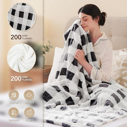 Homemate Electric Blanket Heated King Size - 100“x90“ Ultra Soft Cozy Flannel Heating Blanket with 10 Fast Heat Levels 8 Hours Auto Off Over-Heated Protection ETL Certification Keep Warm in Home