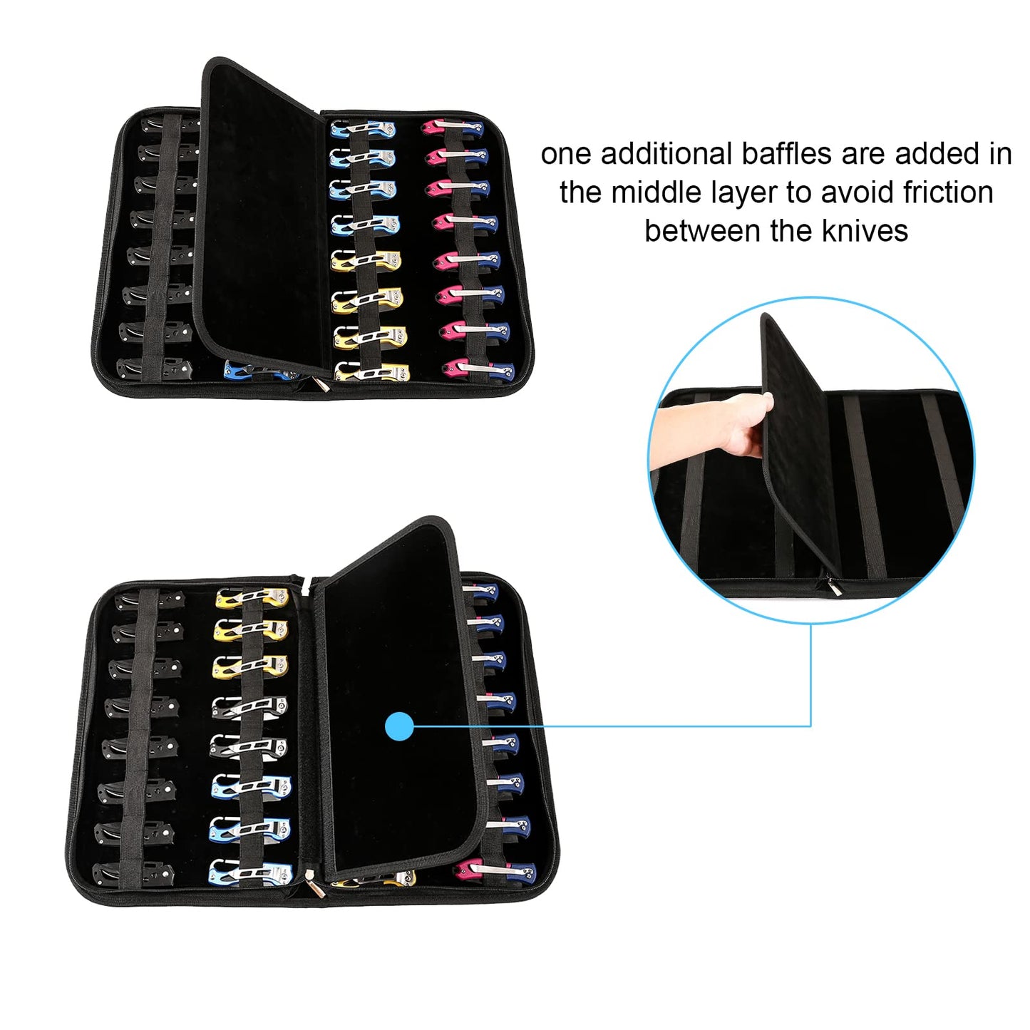 QEES Knife Case,Knife Display Case for 32 Slots Pocket Knives,Knife Organizer Folding Knife Holder,Pocket Knife Storage Collection Box for Men Survival,Outdoor, Kitchen, EDC Mini Knife.