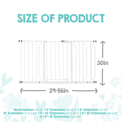 Regalo Safety 29-56" Extra Wide Baby Gate for Doorways & Bottom of Stairs, Pressure Mounted Baby Gate with Door for Babies, Toddlers & Pets, Tested & Safe for 30 Years, American Designed and Owned