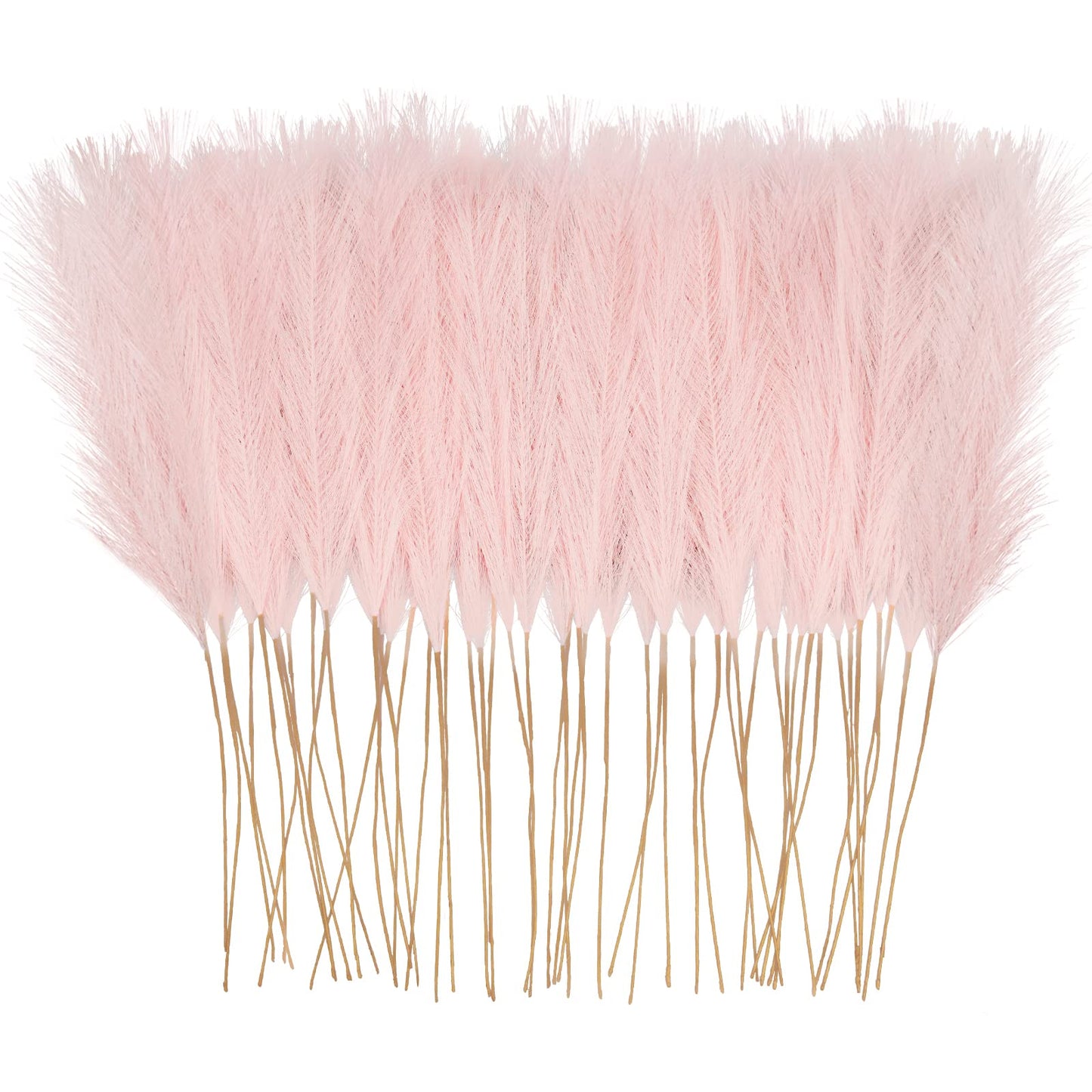 obbsie 50pcs Pink Faux Pampas Grass Decor, 21.6" Short Artificial Floral Branches Vase Filler Flower Arrangement for Home Wedding Boho Outdoor Decor