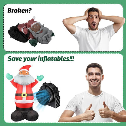 4-Pack Inflatable Fan Replacement, 1.5A Air Fan Blower with 2.0A Adapter and 5 LEDs Bulbs Light Strings for Halloween, Thanksgiving and Christmas Inflatables (IP68 Waterproof, 5.0 * 5.0'')