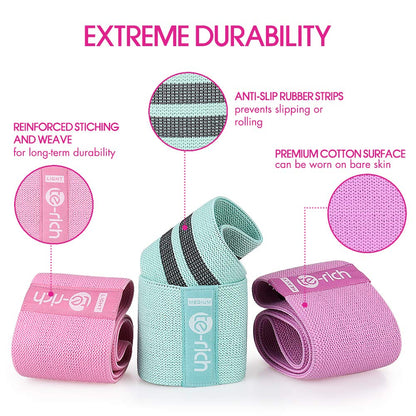 Resistance Bands, Fabric Workout Bands for Women & Men, Cloth Booty Resistance Loop Bands, Thick Squat Bands for Butt/Legs/Thigh/Hip/Glute Excersing