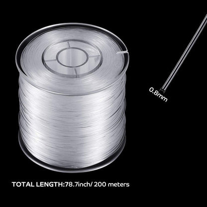 Strong Clear Nylon Fish Wire for Hanging Christmas Decor and 50 Loop Sleeve (218 Yd.)