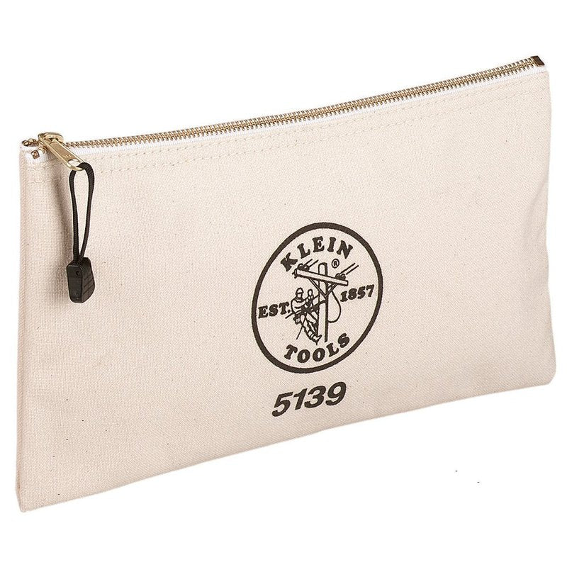 KLEIN TOOLS Zipper Bag, Canvas Tool Pouch with Heavy Duty Brass Zipper Close