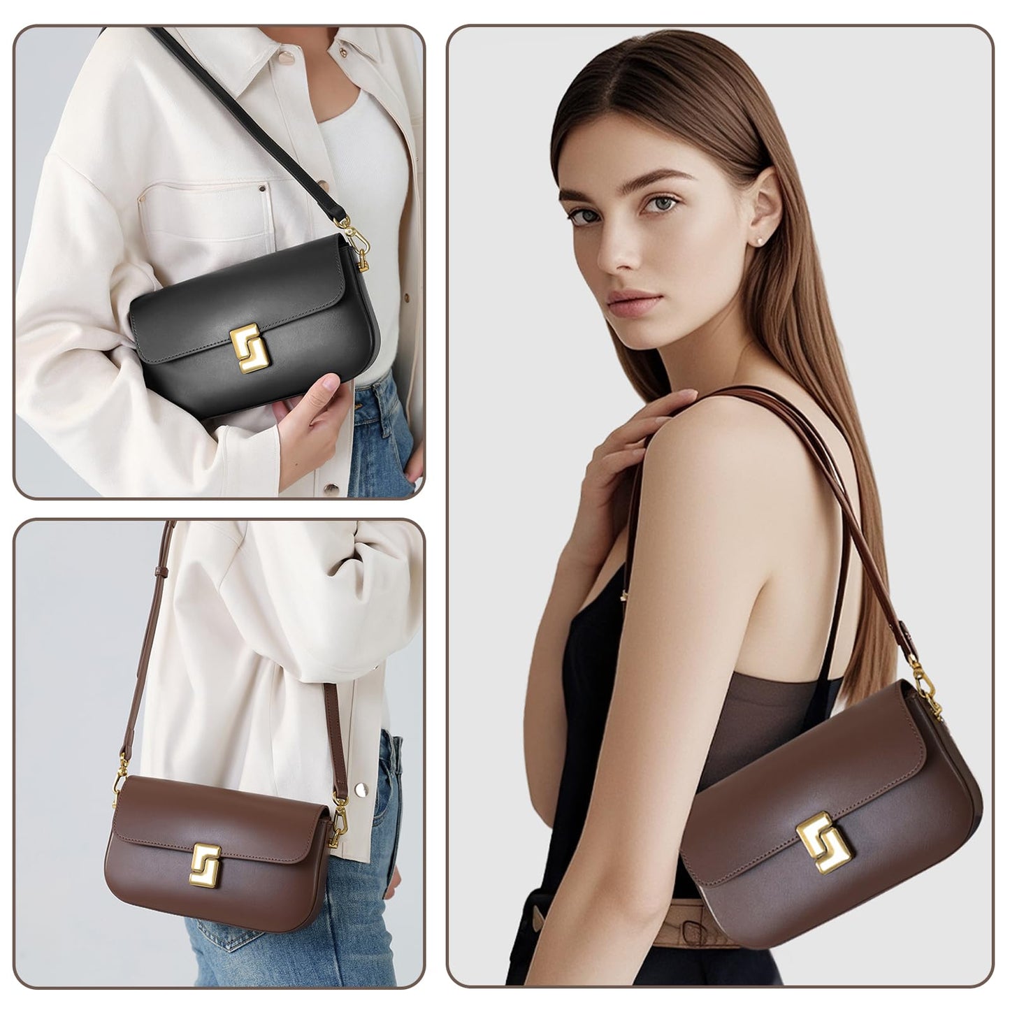 Solareer Women’s Small Crossbody Bag, Leather Sling Backpack with Removable Shoulder Strap & Top Handle (Coffee)