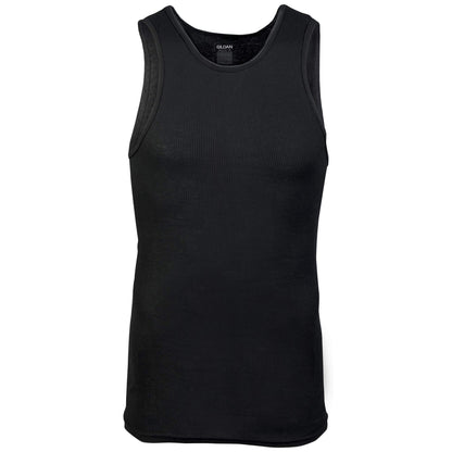Gildan Men's A-Shirt Tanks, Multipack, Style G1104, Black (6-Pack), Medium