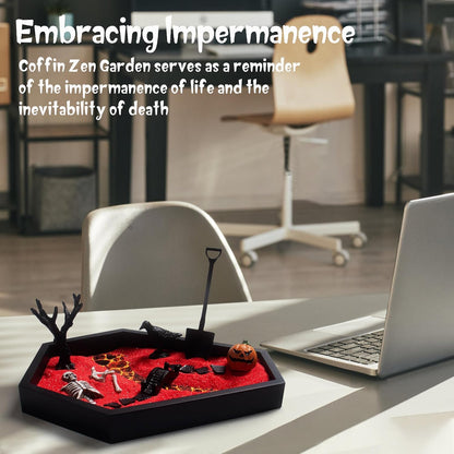 Japanese Zen Garden for Desk - Life Flows 12" x 8" Desktop (Halloween)