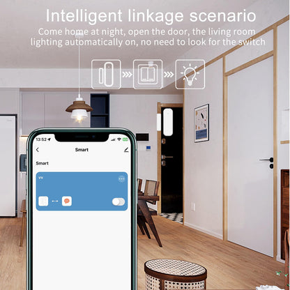 4-Pack Smart Door and Window Sensor, 2.4G WiFi Door Sensor, Tuya/Smart Life Contact Sensors for Home Security & Smart Home Automation, Compatible with Alexa Google Assistant