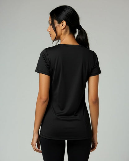 Real Essentials 5 Pack: Women's Dry-Fit Short Sleeve V Neck T Shirt Workout Fitness Yoga Top Tee, Set 5, L
