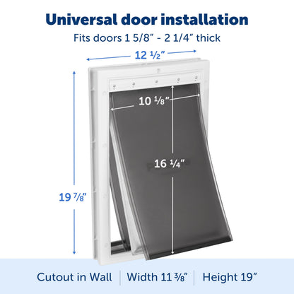 PetSafe Extreme Weather Aluminum Pet Door - Energy-Saving Thermal Barrier Pet Flap with Slide-in Door Locking & Secure Flap Cover - Plastic Frame - for Dogs Up to 220 lb - Large