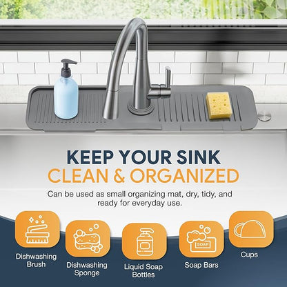 24” Silicone Faucet Mat For Kitchen Sink, Kitchen Sink Splash Guard Behind