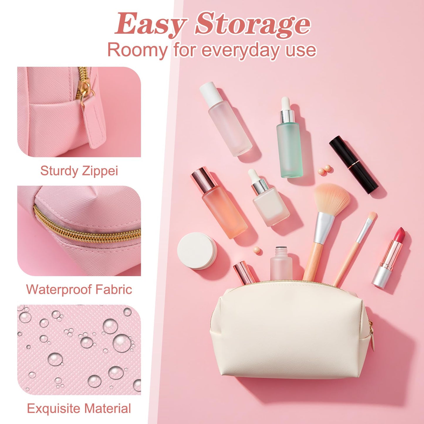 hidyuuoo 8 Pcs Makeup Bag Pu Leather Cosmetic Pouch Waterproof Small Toiletry Bag Portable Cosmetic Organizer Water Resistant Storage Purse for Lady Women Daily Storage Travel Organizer (Medium)
