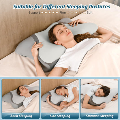 Cervical Neck Pillow - Cooling Pillow for Neck Pain Relief, Ergonomic Side Sleeper Pillow for Sleeping, Contour Memory Foam Pillows for Neck Support, Orthopedic Bed Pillow for Back Stomach Sleepers
