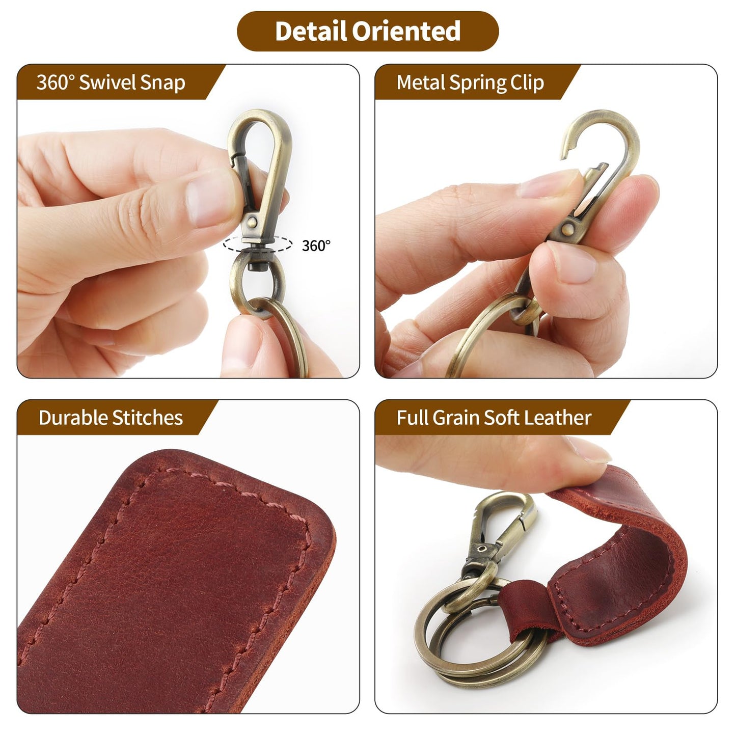 Jack&Chris Genuine Leather Car Keychain, Universal Key Fob Keychain, Leather Key Chain Holder for Men and Women, JC306…