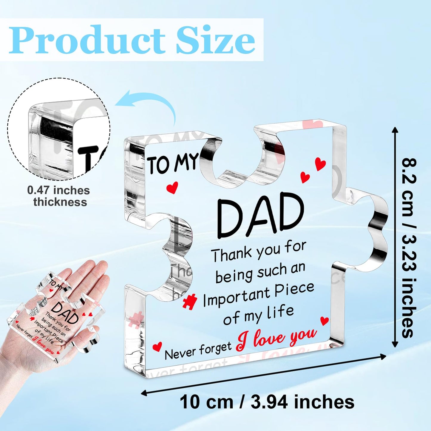 iLifemate Dad Gifts, Birthday Gift for Dad - Engraved Acrylic Plaque 3.9 x 3.2 x 0.47 inches, Cool Dad Presents from Daughter, Son, Wife, Heartwarming Men Birthday Gift, Ideas