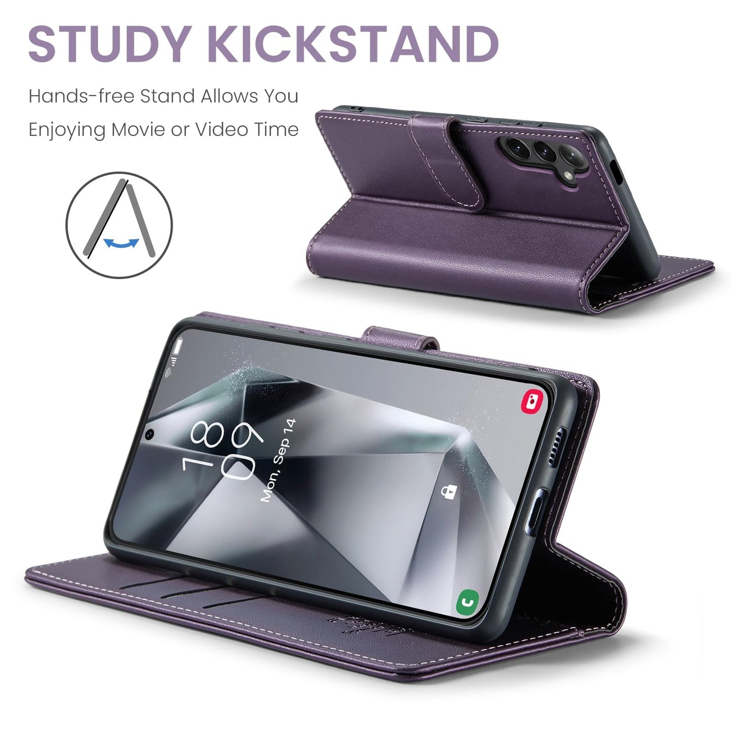 FLIPALM Wallet Case for Samsung Galaxy S25 Plus/S25+, RFID Blocking Credit Card Holder, PU Leather Folio Flip Kickstand Protective Shockproof Cover for Galaxy S25 Plus (Purple)