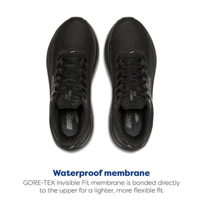 Brooks Men’s Ghost 17 GTX Waterproof Supportive Running & Walking Shoe - Black/Black/Ebony - 10.5 Medium