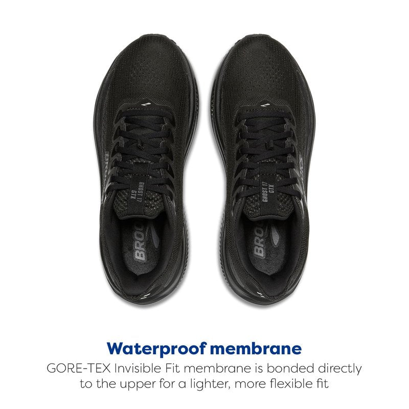 Brooks Men’s Ghost 17 GTX Waterproof Supportive Running & Walking Shoe - Black/Black/Ebony - 7 Medium