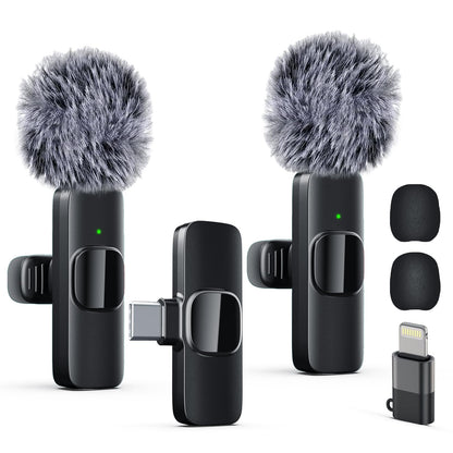 Professional Wireless Lavalier Lapel Microphone for iPhone, iPad, mini Video Recording Mic forInterview Video Podcast Vlog YouTube&Livestream, Noise Reduction, Plug &Play