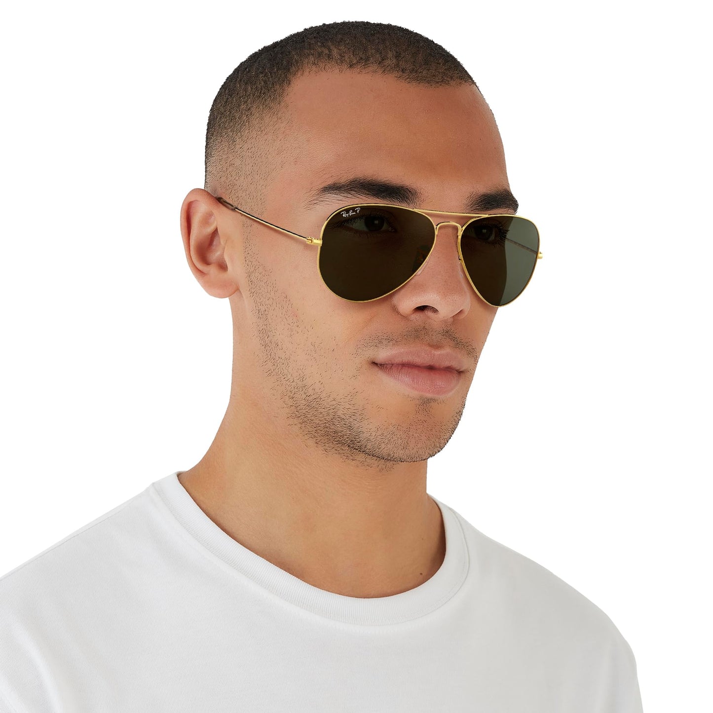 Ray-Ban RB3025 Classic Aviator Sunglasses, Gold/Green Polarized, 58 mm
