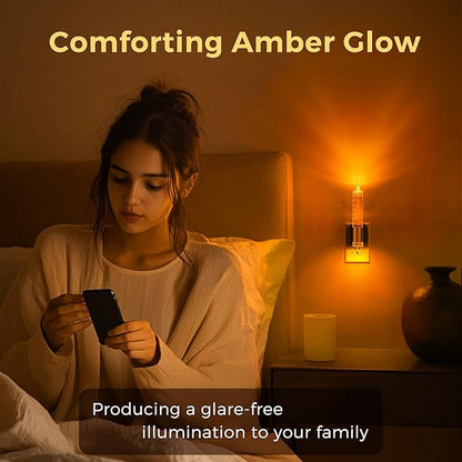 L LOHAS LED Night Light, Amber Candle Night Lights Plug into Wall,2 Pack 0-100 LM Dimmable Nightlight, Plug in Acrylic Diamond Night Light with Dusk to Dawn Sensor, for Bathroom Hallway