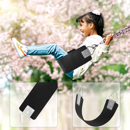 2 Pcs Swing Seat with Metal Triangle Ring 30.4 x 5.9 Inch, Support 300lb, Heavy Duty Swing Set Replacement Accessories for Kids & Adults Outdoor, Playground,Trees, Backyard (Black)