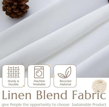 jinchan Linen Textured Tier Curtains 36 Inch for Kitchen Windows Farmhouse Cafe Curtains Small Drapes Rustic Light Filtering Half Window for Living Room Laundry Rod Pocket 2 Panels White