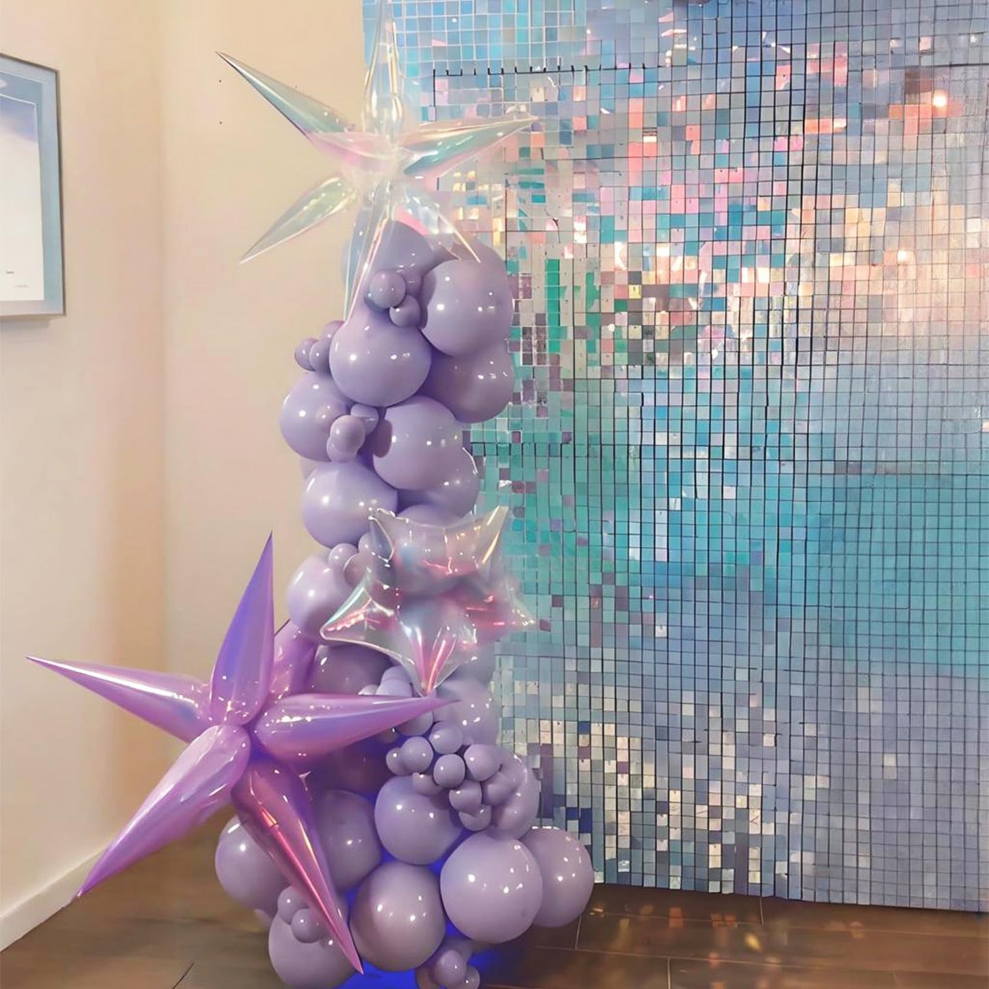 Iridescent Explosion Star Holographic Balloons Star Burst Sparkly Balloons Iridescent Party Decorations Fairy Themed Party Decoration Music Tayloo Birthday Party Decor