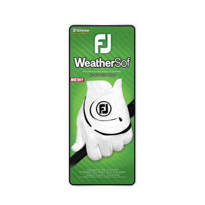 FootJoy Men's WeatherSof 2-Pack Golf Glove, White, Medium/Large, Worn on Right Hand