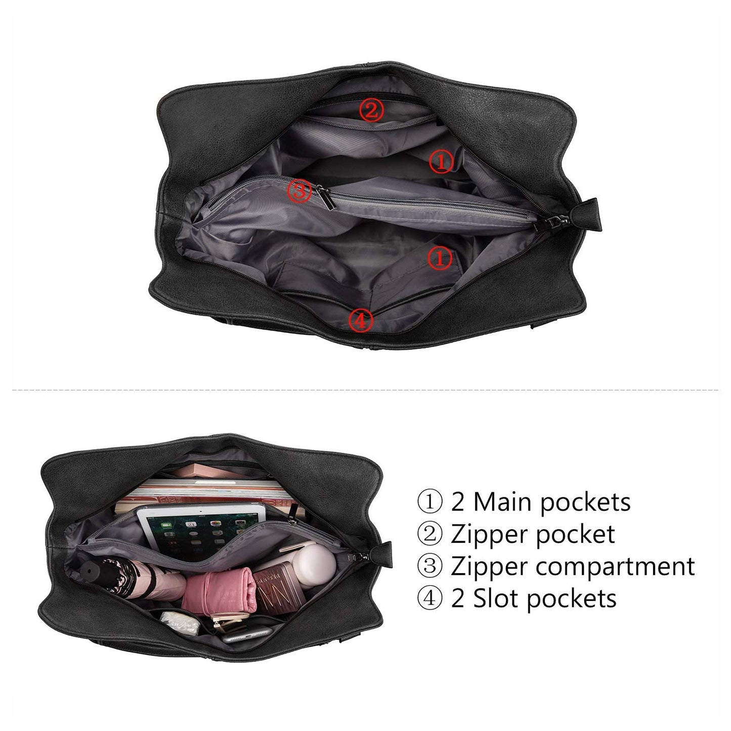 Tote Bag for Women PU Leather Shoulder Bags Fashion Hobo Bags Large Purse and Handbags with Adjustable Shoulder Strap